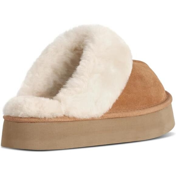 OOW Fuzzy Platform Slippers for Women Cozy Womens Platform Slippers Winter - Picture 2 of 7